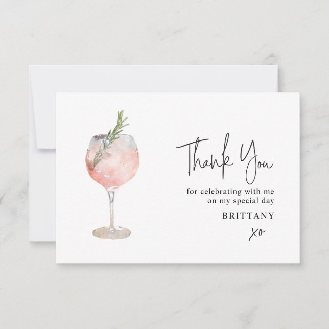 Minimalistisch Cocktail Wein Dankeschön Karte (Vorderseite)