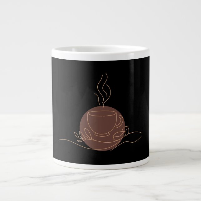 Minimalistisch Coffee Line Art - Kaffeeliebhaber Jumbo-Tasse (Vorderseite)