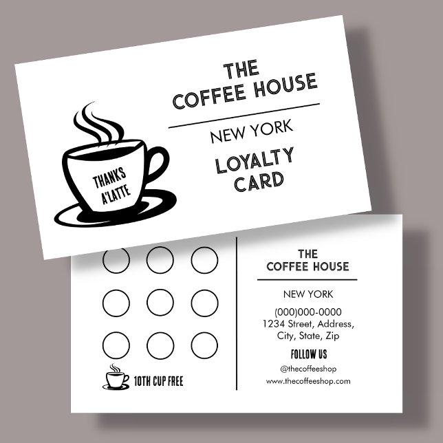 Minimalistisch | Coffee Shop Loyalty Card Visitenkarte (Von Creator hochgeladen)