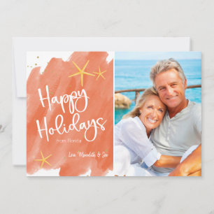 Minimalistisch Coral & Gold Beach Watercolor Urlau