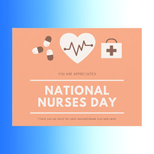 Minimalistisch Coral National Nurses Day Danke Postkarte