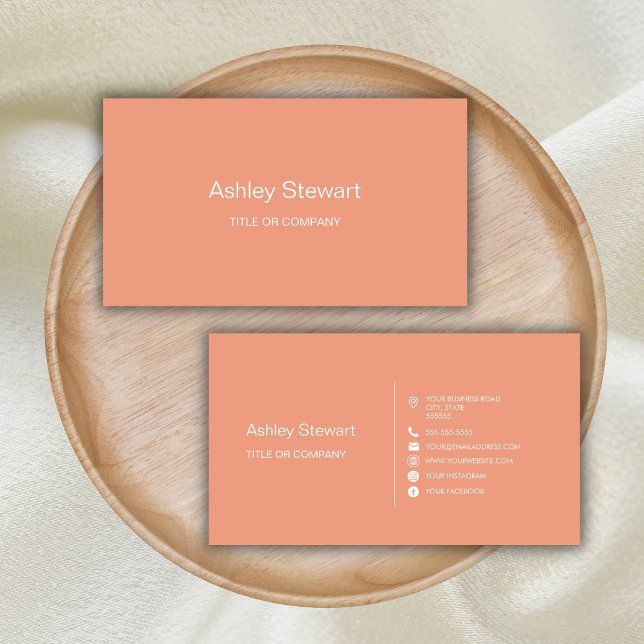 Minimalistisch Coral Peach Social Media Moderne Mo Visitenkarte (Von Creator hochgeladen)