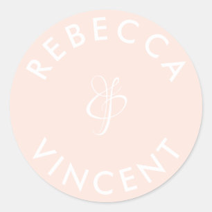 Minimalistisch Coral Wedding Personalisiert Names  Runder Aufkleber