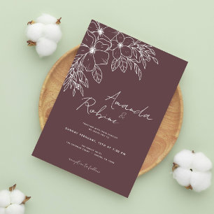 Minimalistisch Corner Floral Line Kunst Hochzeit Einladung