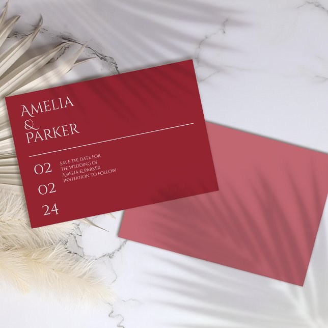 Minimalistisch Crimson Red Save the Date (Von Creator hochgeladen)