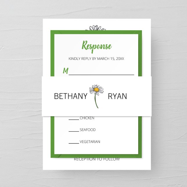 Minimalistisch Daisy Wedding Einladungsbanderole (Von Creator hochgeladen)