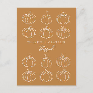 Minimalistisch dankbar dankbar gesegnete Pumpkins Postkarte