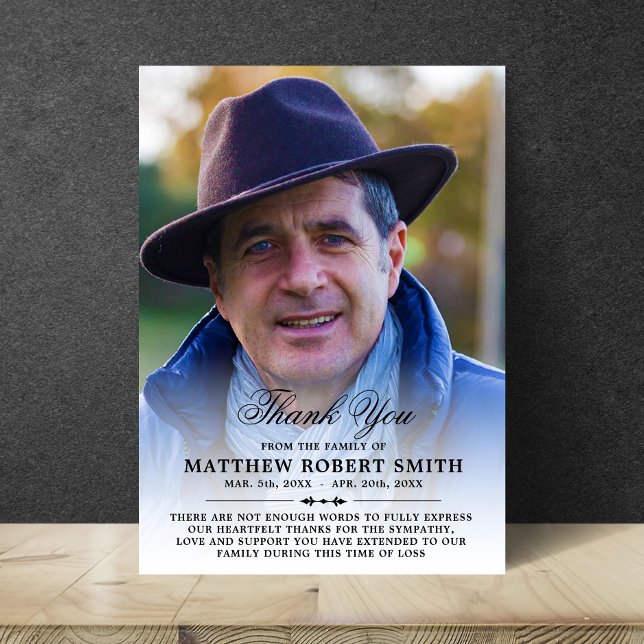 Minimalistisch Dankeschön Beileid Beerdigung FOTO Dankeskarte (Von Creator hochgeladen)