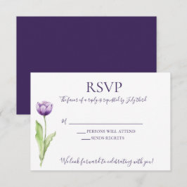 Minimalistisch Deep Lila Single Tulip Wedding Einladung