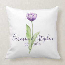 Minimalistisch Deep Lila Single Tulip Wedding Kissen