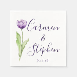 Minimalistisch Deep Lila Single Tulip Wedding Serviette