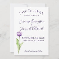 Minimalistisch Deep Lila Tulip Foto Save the Date