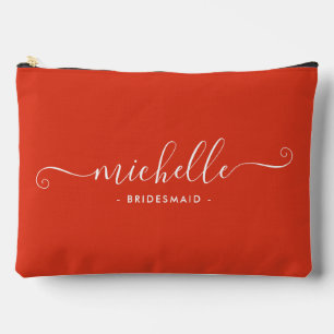 Minimalistisch Deep Orange Personalisiert Bridesma Zubehörtasche