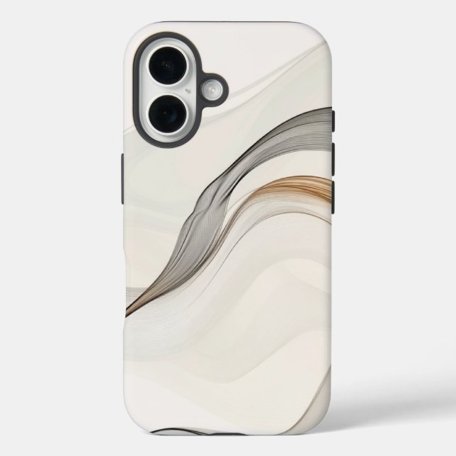 Minimalistisch | Delikate Leaf & Branch Sketch iPhone 16 Hülle (Rückseite)