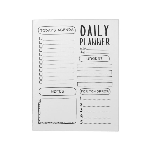 Minimalistisch Doodle Daily Planer Notizblock (Rotiert)