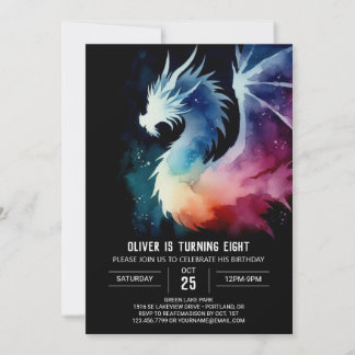 Minimalistisch Dragon Birthday Digital Einladung