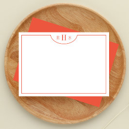 Minimalistisch drei Monogramm eine Grenze | orange Mitteilungskarte