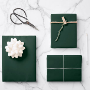 Minimalistisch dunkelkieferngrün solide schlicht e geschenkpapier set