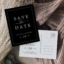 Minimalistisch | Dunkelschwarz Save the Date Einladungspostkarte