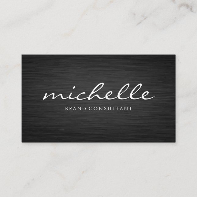 Minimalistisch Dunkle Metallic | Kursivschrift Visitenkarte (Vorderseite)