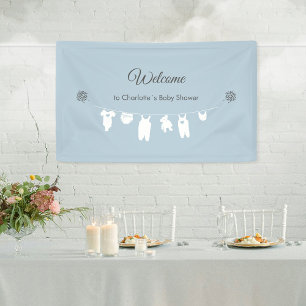 Minimalistisch Dusty Blue Baby Boy Dusche Empfang Banner