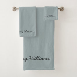 Minimalistisch Dusty Blue Beruflich Simple Badhandtuch Set