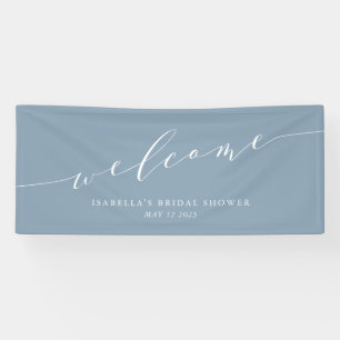 Minimalistisch Dusty Blue Brautparty Willkommen Banner
