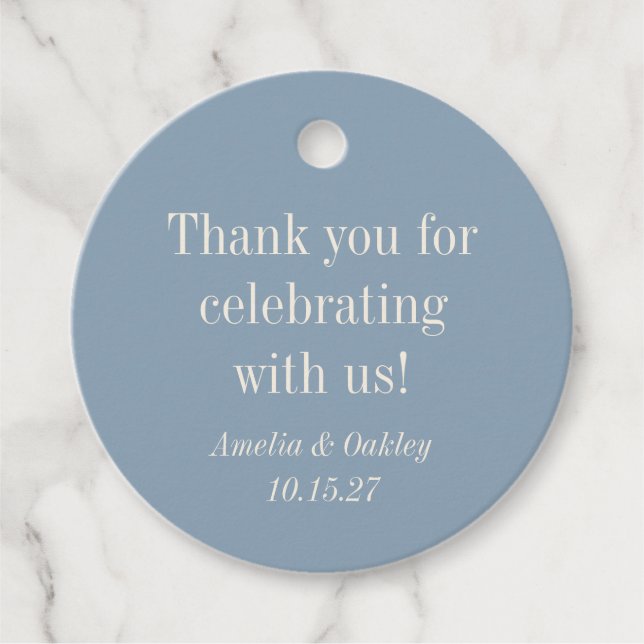 Minimalistisch Dusty Blue Elegant Wedding Vielen D Geschenkanhänger (Vorderseite)