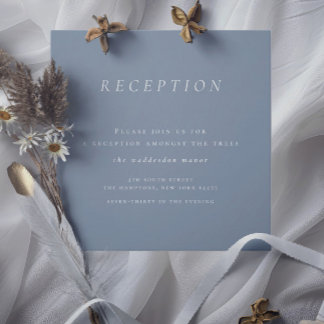 Minimalistisch Dusty Blue Empfang Wedding Begleitkarte