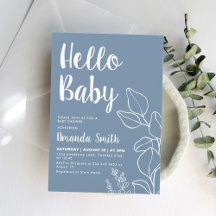 Minimalistisch Dusty Blue Eucalyptus Baby Dusche