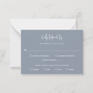 Minimalistisch Dusty Blue Modern Mini Wedding RSVP Mitteilungskarte