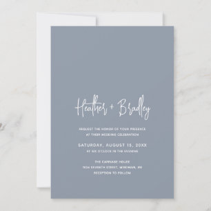 Minimalistisch Dusty Blue Modern Wedding Einladung