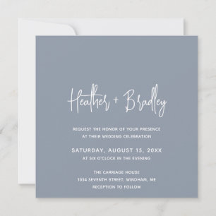 Minimalistisch Dusty Blue Modern Wedding Einladung