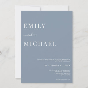 Minimalistisch Dusty Blue Wedding Einladung