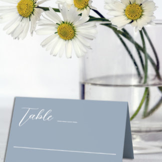 Minimalistisch Dusty Blue Wedding Platzkarte