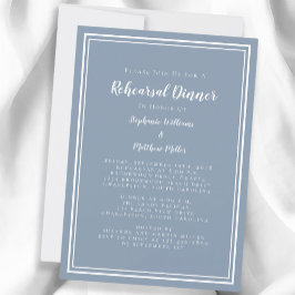 Minimalistisch Dusty Blue Wedding Probe Dinner Einladung