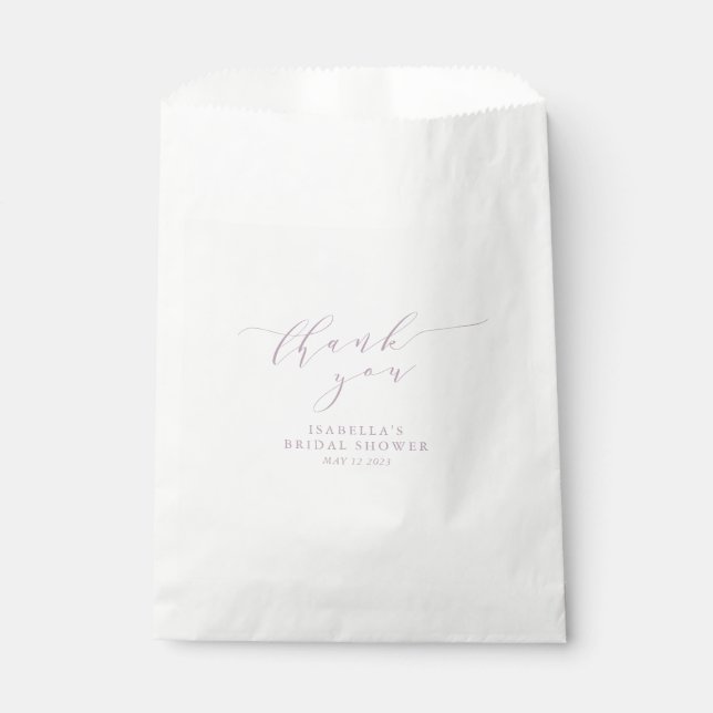 Minimalistisch Dusty Lilac Brautparty Vielen Dank Geschenktütchen (Vorderseite)