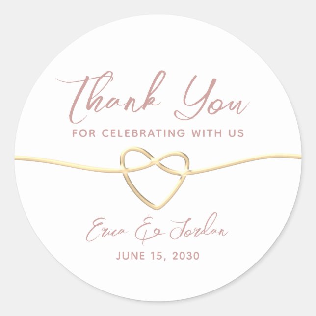 Minimalistisch Dusty Rose Wedding Danke Runder Aufkleber (Vorderseite)