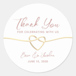 Minimalistisch Dusty Rose Wedding Danke Runder Aufkleber