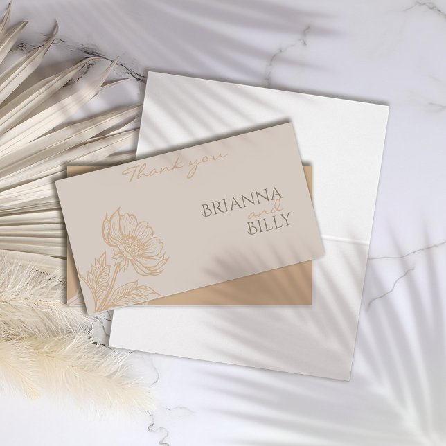 Minimalistisch Earthy Floral Wedding Dankeschön Ca (Von Creator hochgeladen)