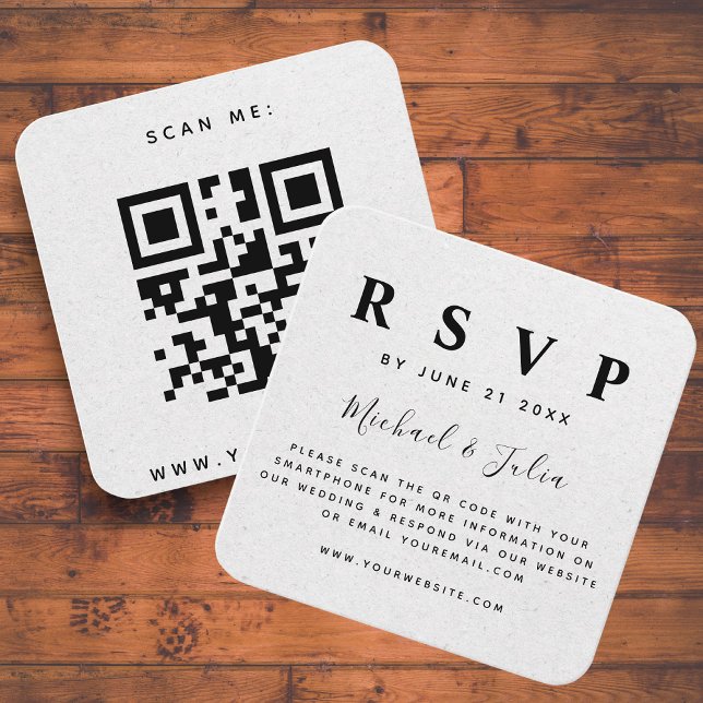 Minimalistisch Earthy Kraft Paper QR Code Wedding  Begleitkarte (Von Creator hochgeladen)