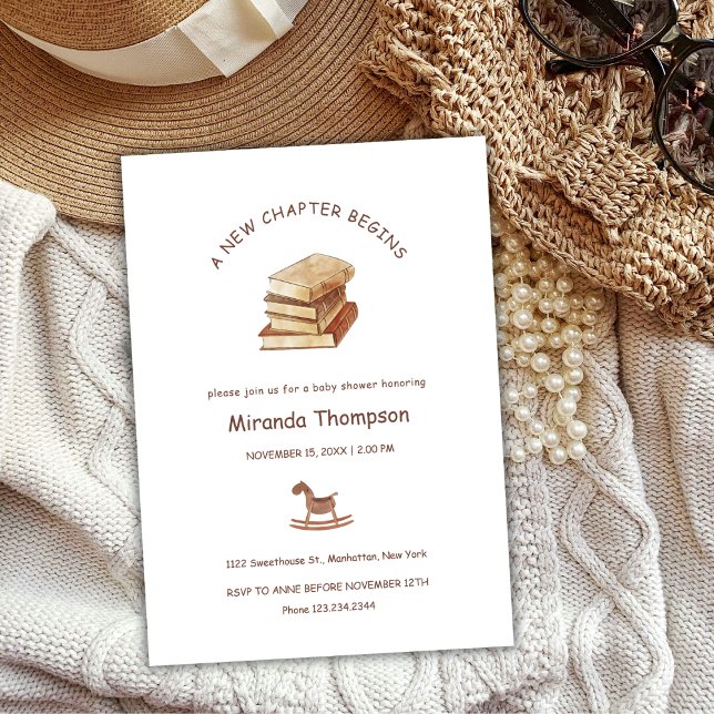 Minimalistisch ein neues Kapitel Babydusche buchen Einladung (Minimalist A New Chapter Begin Book Baby Shower Invitation)