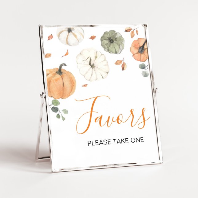 Minimalistisch ein wenig Pumpkin Baby Duschfavorit Poster (A Little Pumpkin Baby Shower Favors Sign)