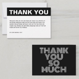 Minimalistisch Einfach Schwarz und Weiß Dankeskarte