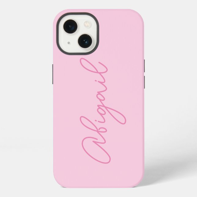 Minimalistisch Einfache Hübsche Rosa-Script-Monogr iPhone Hülle (Rückseite)