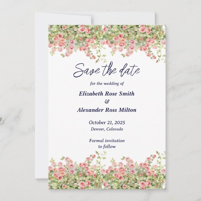 Minimalistisch Einfache Hübsche Rose Weinroute Men Save The Date (Vorderseite)