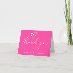 Minimalistisch Einfache Rosa Babyparty Dankeschön Dankeskarte