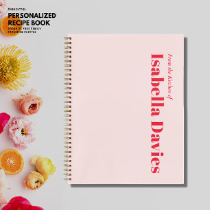 Minimalistisch Einfache Rot-Monogramm-Bezeichnung  Notizbuch