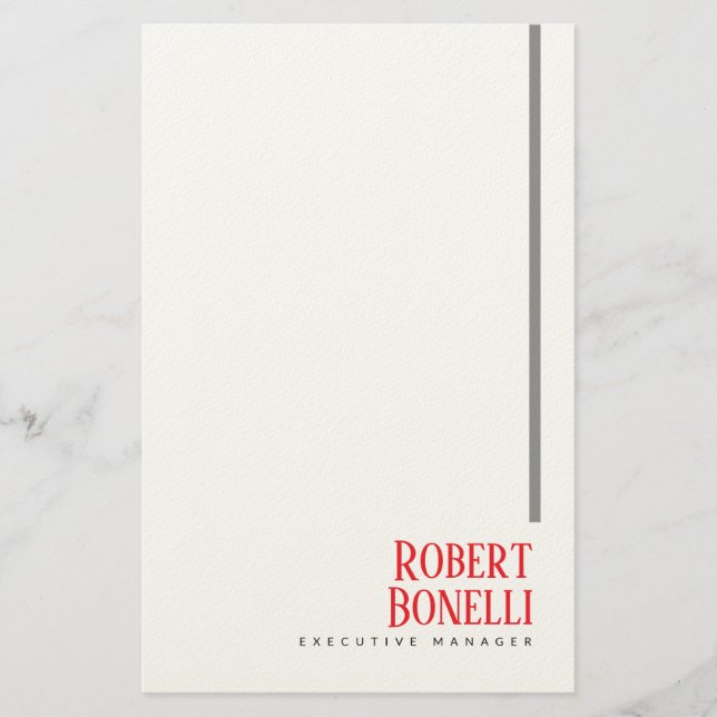 Minimalistisch einfaches Schwarz Rot & Weiß modern Briefpapier (Vorderseite)