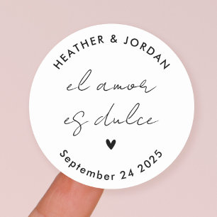 Minimalistisch El Amor es Dulce Wedding Party Gefa Runder Aufkleber